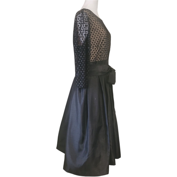 Jessica Howard Chic 3/4 Sleeves Black Polka Dot Mesh Fit & Flare Dress, 16W, NWT - Picture 4 of 11